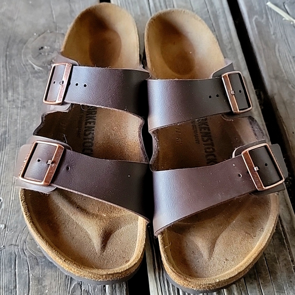 Birkenstock Arizona Leather Sandal Mocca Sz 42 Womens 11 Mens 9
